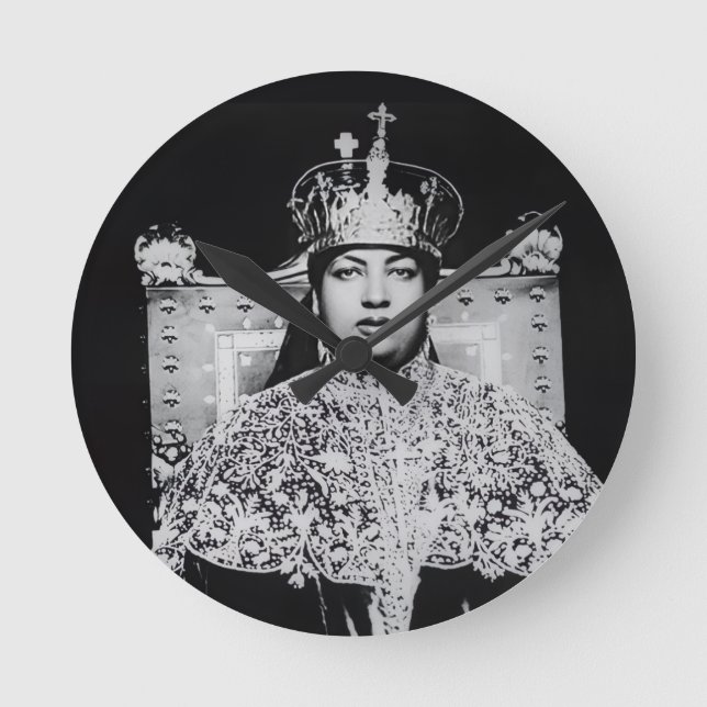 Menen Asfaw Haile Selassie HIM Jah Rastafari  Round Clock (Front)