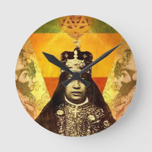 Menen Asfaw Haile Selassie HIM Jah Rastafari Round Clock
