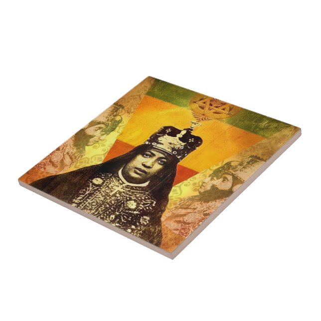 Menen Asfaw Haile Selassie HIM Jah Rastafari  Tile (Side)