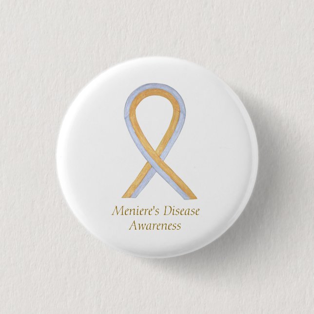 Meniere's Disease Awareness Ribbon Custom Pin (Front)