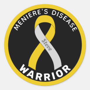 Meniere's Disease Warrior Ribbon Black Classic Round Sticker