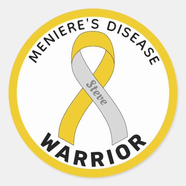 Meniere's Disease Warrior Ribbon White Classic Round Sticker (Front)