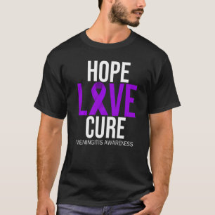 Meningitis Awareness Hope Love Cure Burgundy Ribbo T-Shirt