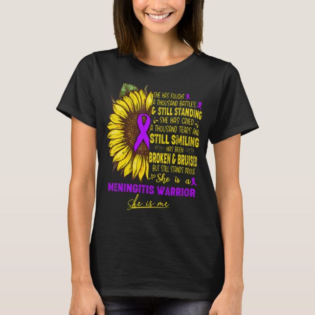 Meningitis Awareness She Is A Meningitis Warrior S T-Shirt (Front)