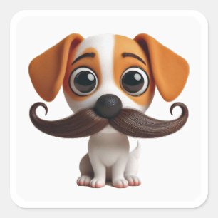 Menjou Mustache Puppy - Sticker 