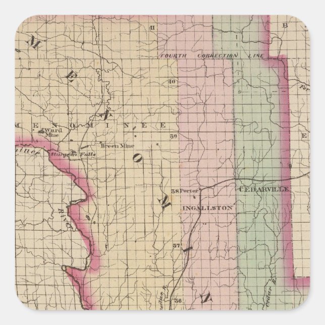 Menominee County Michigan Square Sticker (Front)