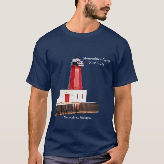 Menominee North Pier Light shirt dark (Front)