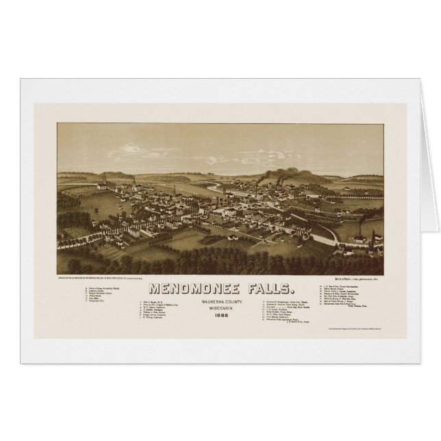Menomonee Falls, WI Panoramic Map - 1886 (Front Horizontal)