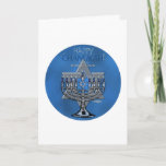 Menora & Star of David - Happy Chanukah card<br><div class="desc">The lighting of the candelabra, known as the Hanukiyah or the Menorah, is one of the traditions and practices surrounding the celebration of Hanukkah. Jewish symbols celebrate the Hanukkah season in this design, with the words "Happy Chanukah" - "Festival of Lights". The blue Star of David refers to the the...</div>