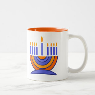 Menorah and Dreidels Hanukkah Gift Two-Tone Coffee Mug
