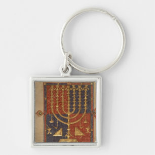 Menorah and other vessels of the temple key ring