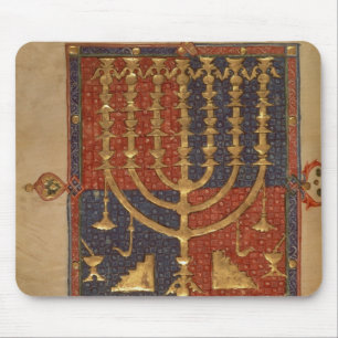 Menorah and other vessels of the temple mouse mat