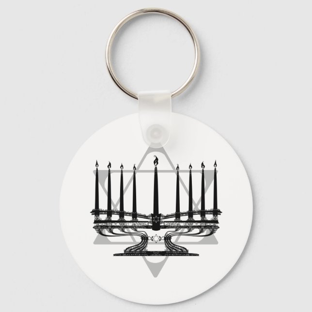 Menorah and Star Key Ring (Front)