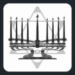 Menorah and Star Square Sticker<br><div class="desc">Original Artwork by Thedustyphoenix.</div>