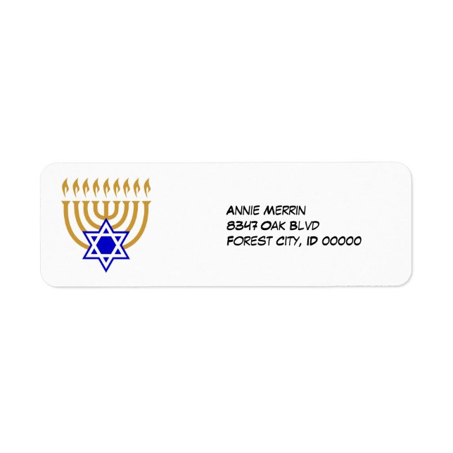 Menorah and the Star of David Label (Front)