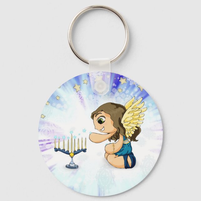 Menorah Angel Key Ring (Front)