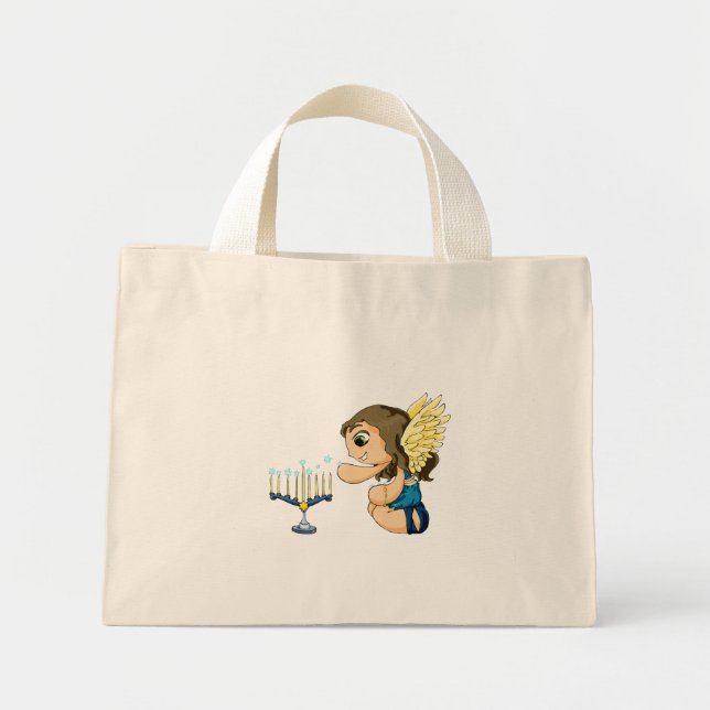 Menorah Angel Mini Tote Bag (Front)