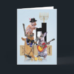 Menorah Animal Bands-Rabbits  Chanukah Card<br><div class="desc">About this item * INSIDE GREETING: "Happy Chanukah" COVER - [image of yamaka-wearing rabbits playing in a band] * SIZE - Some styles are available blank or with a greeting inside. Fits neatly in an elegant, sturdy 5" x 7" paper mailing envelope with a pointed flap. * USE - The...</div>