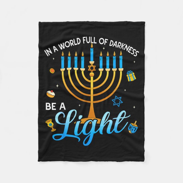 Menorah Be A Light Happy Hanukkah Shirts For Men W Fleece Blanket (Front)