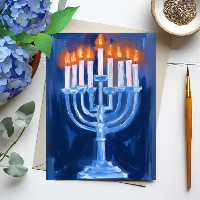 Menorah Blue Hanukkah Holiday Postcard (Creator Uploaded)