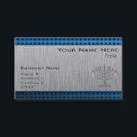 Menorah; Brushed metal-look Business Card<br><div class="desc">You will love this brushed aluminium metal look Jewish Hanukkah Menorah design. Great for gifts! Available on tee shirts, smart phone cases, mousepads, keychains, posters, cards, electronic covers, computer laptop / notebook sleeves, caps, mugs, and more! Visit our site for a custom gift case for Samsung Galaxy S3, iphone 5,...</div>