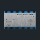 Menorah; Brushed metal-look Business Card<br><div class="desc">You will love this brushed aluminium metal look Jewish Hanukkah Menorah design. Great for gifts! Available on tee shirts, smart phone cases, mousepads, keychains, posters, cards, electronic covers, computer laptop / notebook sleeves, caps, mugs, and more! Visit our site for a custom gift case for Samsung Galaxy S3, iphone 5,...</div>