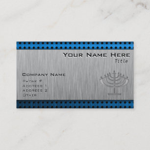Menorah; Brushed metal-look Business Card