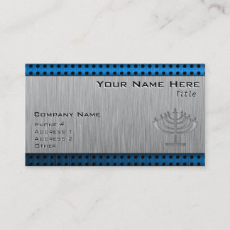 Menorah; Brushed metal-look Business Card