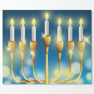 Menorah Candlesticks  Wrapping Paper