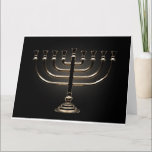 Menorah Casting Card<br><div class="desc">A dramatically backlit gold casting of a jewish menorah on a dark background</div>