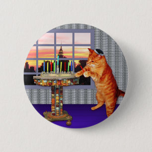 Menorah Cat 6 Cm Round Badge