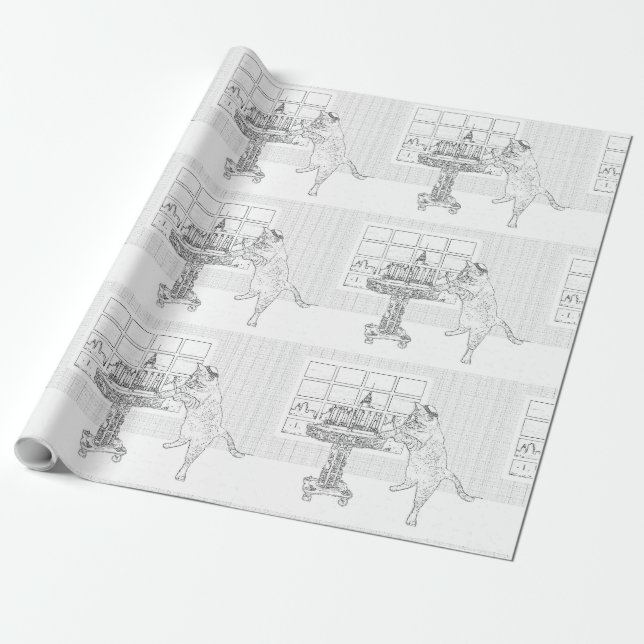 Menorah Cat Colouring Gift Wrap (Unrolled)