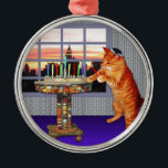 menorah cat.jpg metal tree decoration<br><div class="desc">Not just for Chanukah any more - this pretty ginger lights the candles because a great miracle happened here!</div>
