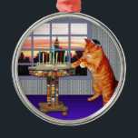 menorah cat.jpg metal tree decoration<br><div class="desc">Not just for Chanukah any more - this pretty ginger lights the candles because a great miracle happened here!</div>