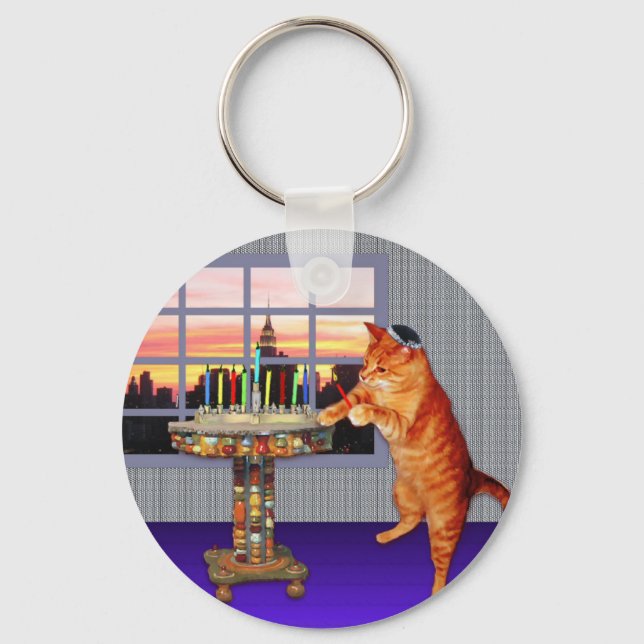 Menorah Cat Key Ring (Front)