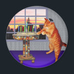 Menorah Cat Magnet<br><div class="desc">So the cat is a redhead ~ he’s an Ashkenazi!  And it's sundown so he's put on his kippah,  he's lighting the candles and saying the prayers,  and remembering that A Great Miracle Happened There.</div>