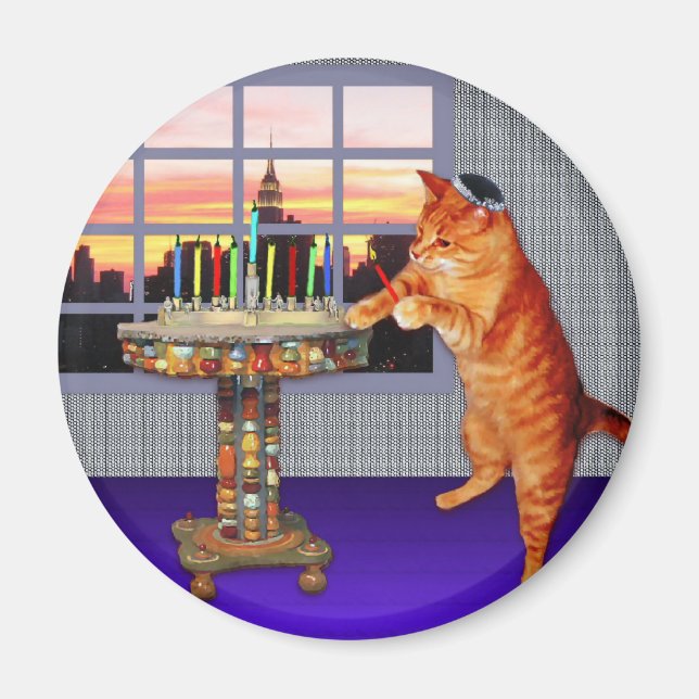 Menorah Cat Magnet (Front)