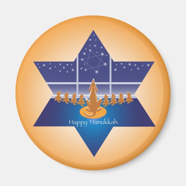 Menorah Dogs_Happy Hanukkah_Star of David Magnet (Front)