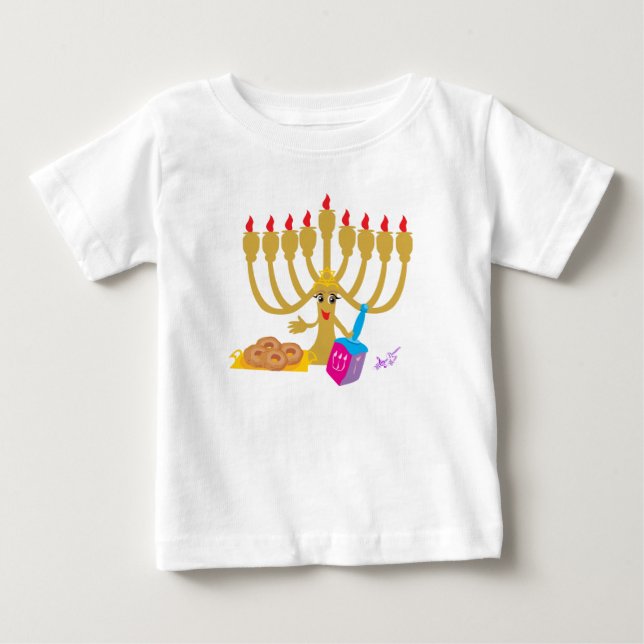 Menorah & Dreidel Toddler Long Sleeves Flowy Shirt (Front)