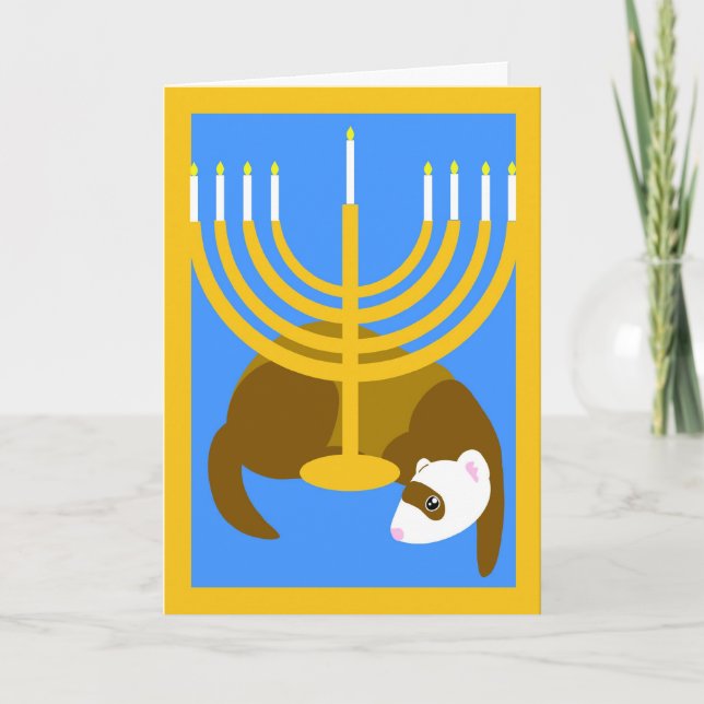 Menorah ferret holiday card (Front)