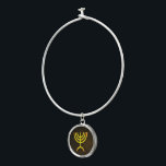 Menorah Flame Bangle Bracelet<br><div class="desc">A brown and gold digital rendering of the Jewish seven-branched menorah (Hebrew: מנורה‎). The seven-branched menorah, used in the portable sanctuary set up by Moses in the wilderness and later in the Temple in Jerusalem, has been a symbol of Judaism since ancient times and is the emblem on the coat...</div>