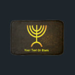 Menorah Flame Bath Mat<br><div class="desc">A brown and gold digital rendering of the Jewish seven-branched menorah (Hebrew: מְנוֹרָה). Add your own text. The seven-branched menorah, used in the portable sanctuary set up by Moses in the wilderness and later in the Temple in Jerusalem, has been a symbol of Judaism since ancient times and is the...</div>