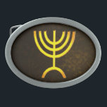 Menorah Flame Belt Buckle<br><div class="desc">A digital rendering of the Jewish seven-branched menorah (Hebrew: מְנוֹרָה). The seven-branched menorah, used in the portable sanctuary set up by Moses in the wilderness and later in the Temple in Jerusalem, has been a symbol of Judaism since ancient times and is the emblem on the coat of arms of...</div>