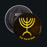 Menorah Flame Bottle Opener<br><div class="desc">A brown and gold digital rendering of the Jewish seven-branched menorah (Hebrew: מְנוֹרָה‎). Add our own text. The seven-branched menorah, used in the portable sanctuary set up by Moses in the wilderness and later in the Temple in Jerusalem, has been a symbol of Judaism since ancient times and is the...</div>