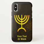 Menorah Flame iPhone XS Case<br><div class="desc">A brown and gold digital rendering of the Jewish seven-branched menorah (Hebrew: מְנוֹרָה). Add your own text. The seven-branched menorah, used in the portable sanctuary set up by Moses in the wilderness and later in the Temple in Jerusalem, has been a symbol of Judaism since ancient times and is the...</div>