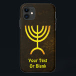 Menorah Flame iPhone 11 Case<br><div class="desc">A brown and gold digital rendering of the Jewish seven-branched menorah (Hebrew: מְנוֹרָה‎). Add your own text. The seven-branched menorah, used in the portable sanctuary set up by Moses in the wilderness and later in the Temple in Jerusalem, has been a symbol of Judaism since ancient times and is the...</div>