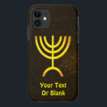Menorah Flame iPhone 11 Case<br><div class="desc">A brown and gold digital rendering of the Jewish seven-branched menorah (Hebrew: מְנוֹרָה). Add your own text. The seven-branched menorah, used in the portable sanctuary set up by Moses in the wilderness and later in the Temple in Jerusalem, has been a symbol of Judaism since ancient times and is the...</div>