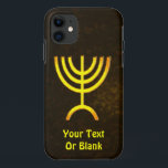 Menorah Flame iPhone 11 Case<br><div class="desc">A brown and gold digital rendering of the Jewish seven-branched menorah (Hebrew: מְנוֹרָה). Add your own text. The seven-branched menorah, used in the portable sanctuary set up by Moses in the wilderness and later in the Temple in Jerusalem, has been a symbol of Judaism since ancient times and is the...</div>
