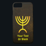 Menorah Flame iPhone 8/7 Case<br><div class="desc">A brown and gold digital rendering of the Jewish seven-branched menorah (Hebrew: מְנוֹרָה‎). Add your own text. The seven-branched menorah, used in the portable sanctuary set up by Moses in the wilderness and later in the Temple in Jerusalem, has been a symbol of Judaism since ancient times and is the...</div>