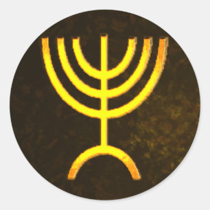 Menorah Flame Classic Round Sticker